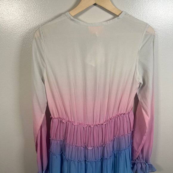 Rococo Sand Rainbow Hi Low Maxi Dress Size Small Ruffle Tiered Photo Shoot Party - Picture 12 of 15